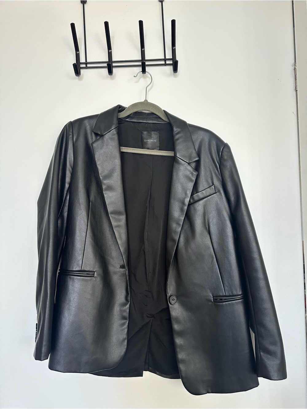 Dynamite Faux Leather Blazer Black – Medium